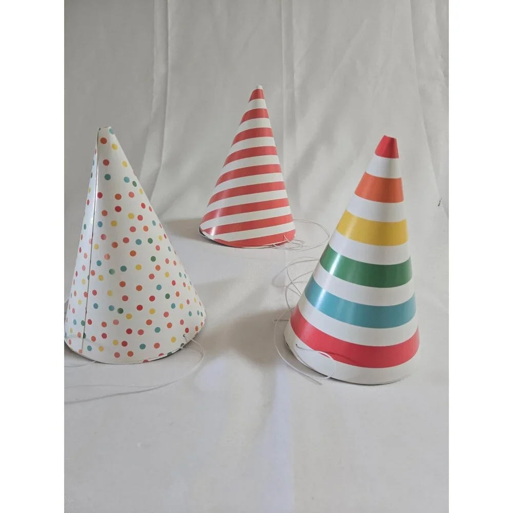 24 Pack Multi-color Party Hats for Birthday Supplies, Cone Hat, 6 In